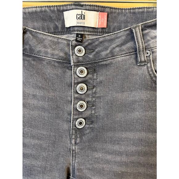 Cabi Button Fly Gray Wash Straight Jeans Size 6 - Picture 4 of 7
